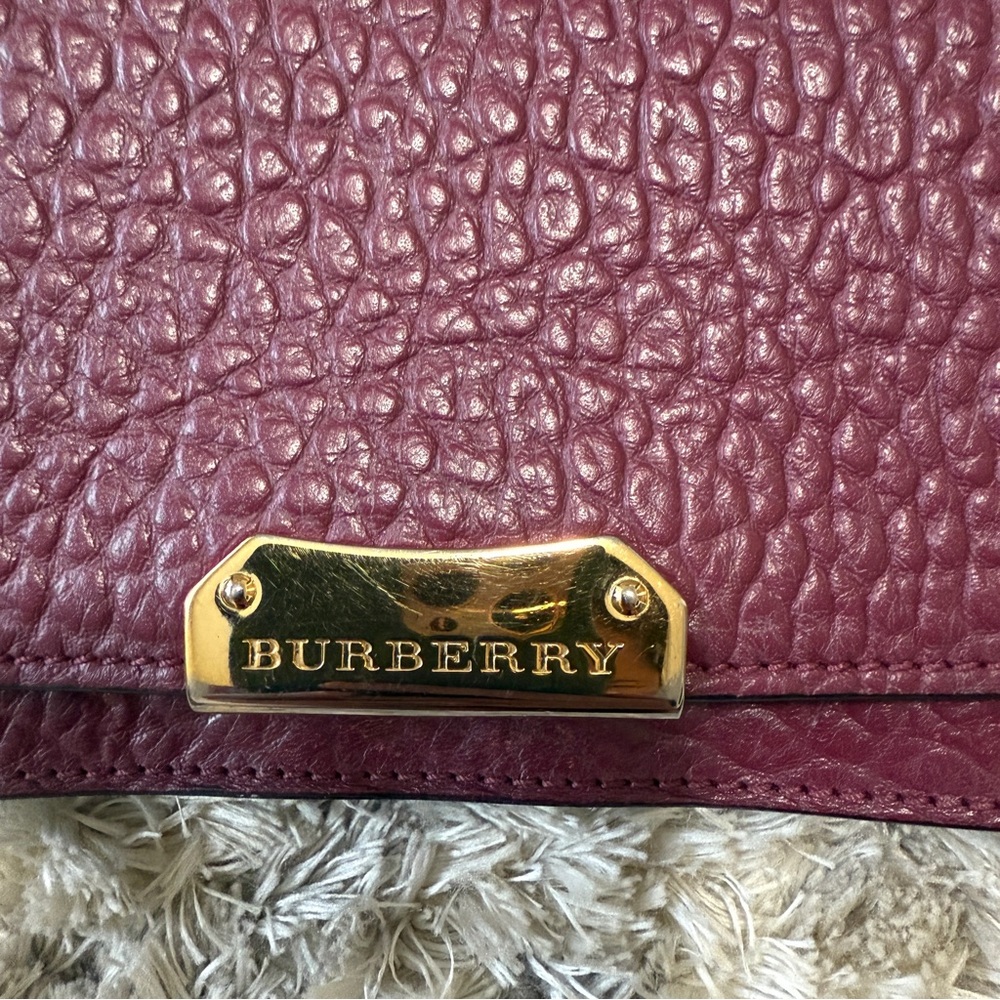 BURBERRY Burgundy Signature Grain Leather Madison Wallet On Chain Bag - Picture 2 of 14